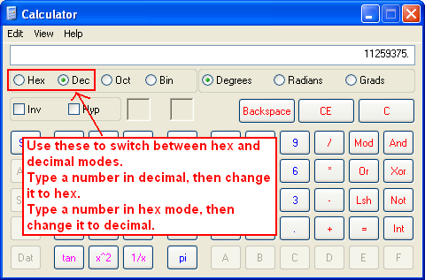 Windows XP Calculator